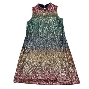 Girl’s Zunie Kids' Gradient Sequin Shift Dress In Gold/‎ Multi Size 10